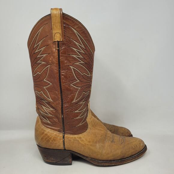 Vintage Dan Post Boots Mens 8.5D Brown Leather EXOTIC RARE Cowboy Western 6758 - Picture 2 of 16